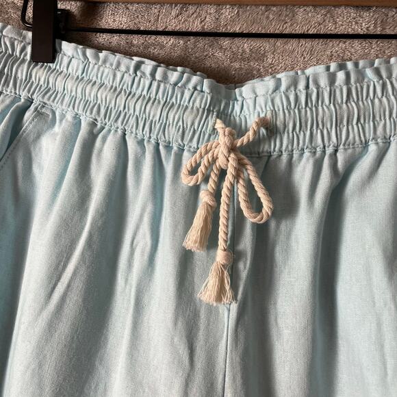 J.Crew Linen Cotton Blend Wide Leg Paper Bag Pants Size Small Soft Aqua - Picture 4 of 7